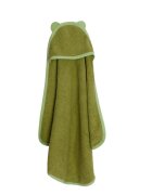 TWINDECO Prosop de baie cu gluga si urechi pentru copii 100x100 cm din bumbac Verde olive