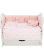 Twins Set de lenjerie de pat pentru copii Bambi 7 piese roz