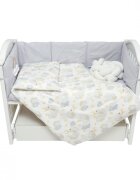 Twins Set de lenjerie din bumbac cu 7 piese pentru patut Fluffy Puffy albbej