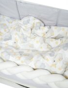 Twins Set de lenjerie din bumbac cu 7 piese pentru patut Fluffy Puffy albbej