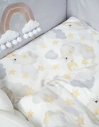Twins Set de lenjerie din bumbac cu 7 piese pentru patut Fluffy Puffy albbej