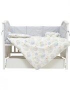 Twins Set de lenjerie din bumbac cu 7 piese pentru patut Fluffy Puffy albbej
