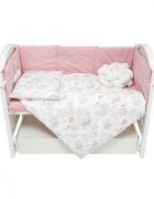Twins Set de lenjerie din bumbac cu 7 piese pentru patut Fluffy Puffy albroz