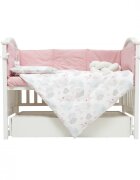 Twins Set de lenjerie din bumbac cu 7 piese pentru patut Fluffy Puffy albroz