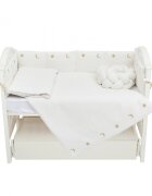 Twins Set lenjerie de pat din bumbac ivoryauriu pentru copii Cotton cu broderie 7 piese