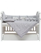 Twins Set lenjerie de pat pentru copii Rabbit 7 piese gri