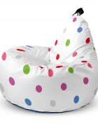 Updeco Fotoliu Puf Bean Bag tip Big Chill alb cu buline multicolore