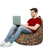 Updeco Fotoliu Puf Bean Bag tip Big Chill flowers hippie