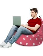 Updeco Fotoliu Puf Bean Bag tip Big Chill roz cu buline albe