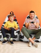 Updeco Fotoliu Puf Bean Bag tip Chill XL Pisici Alb-Negru