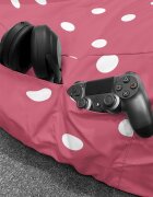 Updeco Fotoliu Puf Bean Bag tip Chill XL roz cu buline albe