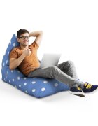 Updeco Fotoliu Puf Bean Bag tip Lounge albastru cu buline albe