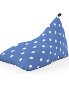 Updeco Fotoliu Puf Bean Bag tip Lounge albastru cu buline albe