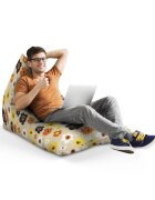 Updeco Fotoliu Puf Bean Bag tip Lounge Daisy fundal beige