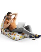 Updeco Fotoliu Puf Bean Bag tip Lounge Daisy fundal gri