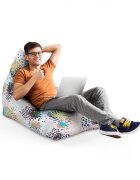 Updeco Fotoliu Puf Bean Bag tip Lounge frunze multicolore