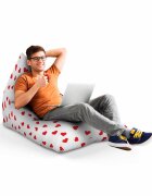 Updeco Fotoliu Puf Bean Bag tip Lounge inimi fundal alb