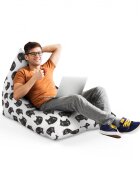 Updeco Fotoliu Puf Bean Bag tip Lounge Pisici alb negru