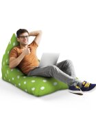 Updeco Fotoliu Puf Bean Bag tip Lounge verde cu buline albe