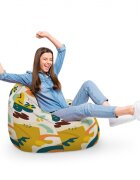 Updeco Fotoliu Puf Bean Bag tip Para XL Abstract Jungle Ocru