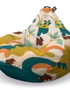 Updeco Fotoliu Puf Bean Bag tip Para XL Abstract Jungle Ocru