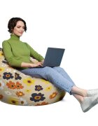 Updeco Fotoliu Puf Bean Bag tip Para XL Daisy fundal beige