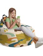Updeco Husa fotoliu Puf Bean Bag tip Para L fara umplutura abstract jungle