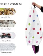 Updeco Husa fotoliu Puf Bean Bag tip Para L fara umplutura alb cu buline multicolore