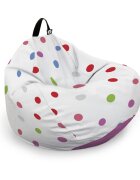 Updeco Husa fotoliu Puf Bean Bag tip Para L fara umplutura alb cu buline multicolore