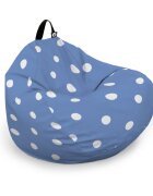 Updeco Husa fotoliu Puf Bean Bag tip Para L fara umplutura albastru cu buline albe