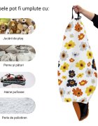 Updeco Husa fotoliu Puf Bean Bag tip Para L fara umplutura daisy fundal alb