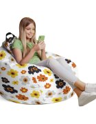 Updeco Husa fotoliu Puf Bean Bag tip Para L fara umplutura daisy fundal alb