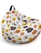 Updeco Husa fotoliu Puf Bean Bag tip Para L fara umplutura daisy fundal alb