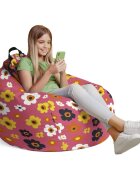 Updeco Husa fotoliu Puf Bean Bag tip Para L fara umplutura daisy fundal roz