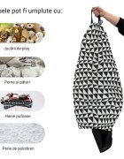 Updeco Husa fotoliu Puf Bean Bag tip Para L fara umplutura geometric sea black