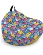 Updeco Husa fotoliu Puf Bean Bag tip Para L fara umplutura smiley cats