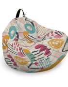Updeco Husa fotoliu Puf Bean Bag tip Para XL fara umplutura Abstract Peony