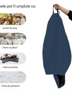 Updeco Husa fotoliu Puf Bean Bag tip Para XL fara umplutura albastru inchis si linii bej