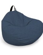 Updeco Husa fotoliu Puf Bean Bag tip Para XL fara umplutura albastru inchis si linii bej