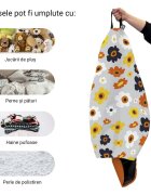 Updeco Husa fotoliu Puf Bean Bag tip Para XL fara umplutura Daisy fundal gri
