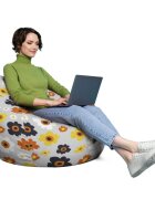 Updeco Husa fotoliu Puf Bean Bag tip Para XL fara umplutura Daisy fundal gri
