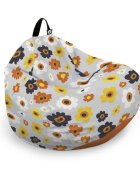 Updeco Husa fotoliu Puf Bean Bag tip Para XL fara umplutura Daisy fundal gri