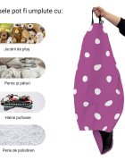 Updeco Husa fotoliu Puf Bean Bag tip Para XL fara umplutura mov cu buline albe