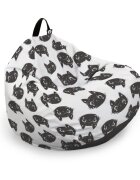 Updeco Husa fotoliu Puf Bean Bag tip Para XL fara umplutura Pisici alb-negru