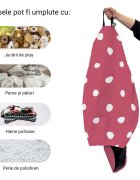 Updeco Husa fotoliu Puf Bean Bag tip Para XL fara umplutura roz cu buline albe