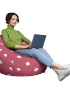 Updeco Husa fotoliu Puf Bean Bag tip Para XL fara umplutura roz cu buline albe