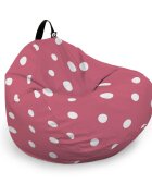 Updeco Husa fotoliu Puf Bean Bag tip Para XL fara umplutura roz cu buline albe