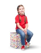 Updeco Taburet cub L Confetti fundal alb