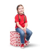 Updeco Taburet cub L Inimi fundal roz