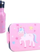 Vadobag Set cutie alimente 16x13x5 cm si sticla inox 500 ml Pret pink Unicorn